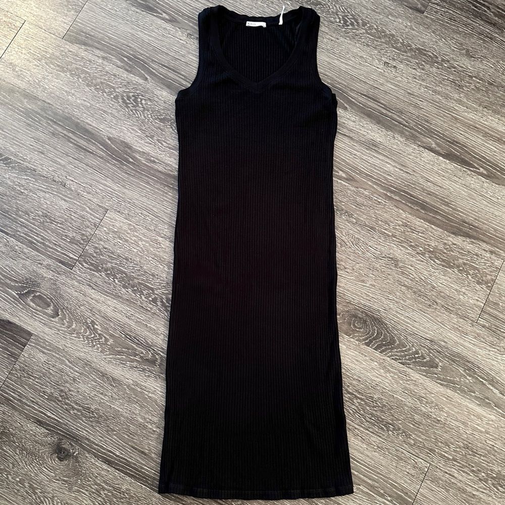 Baldwin V Neck Ribbed Midi Dress